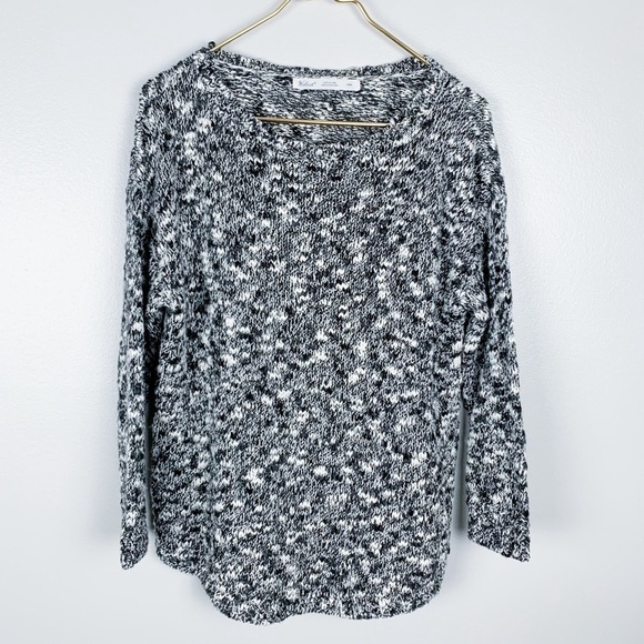 Woolrich women’s wool blend space dye knit crewneck sweater black white medium - Picture 1 of 7